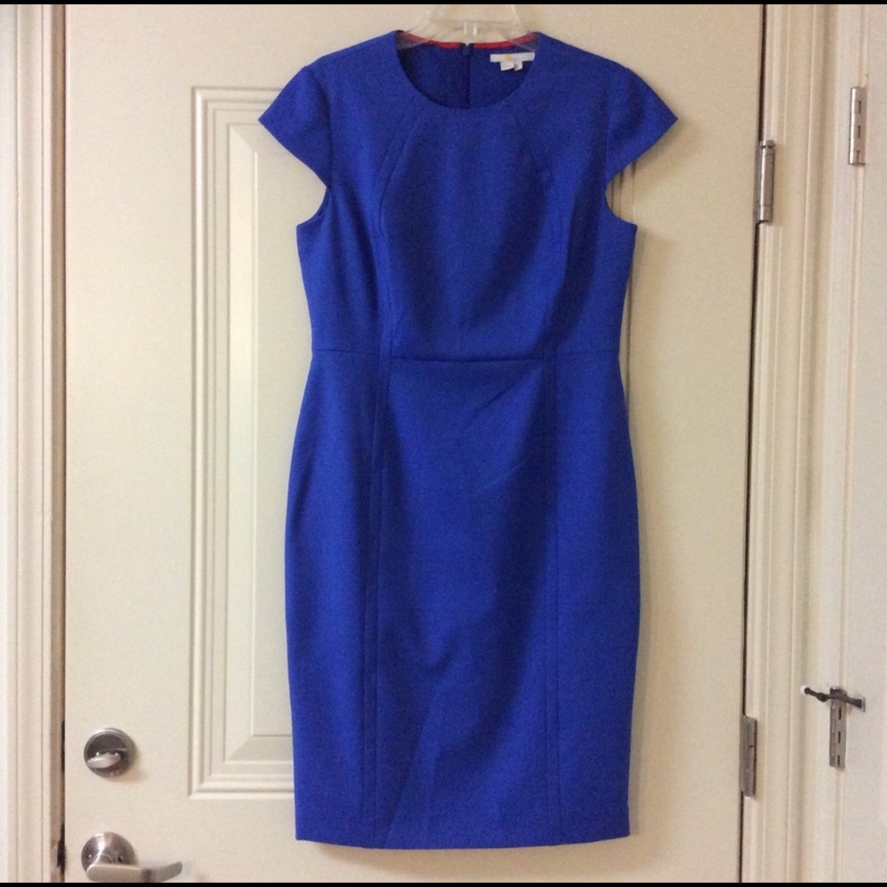 BODEN ROYAL BLUE SHORT CAP SLEEVED SHEATH 10 $149